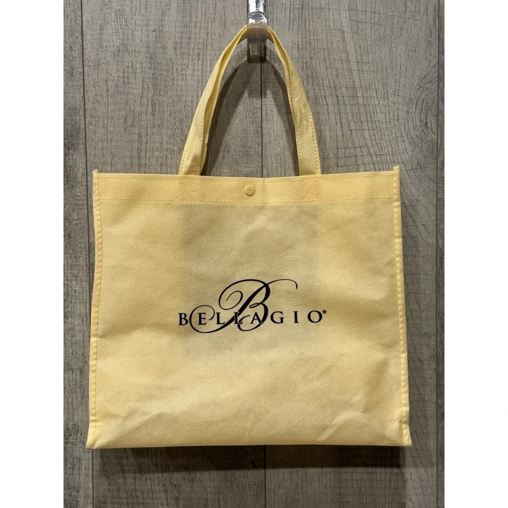 Bellagio Las Vegas Nevada Casino Souvenir Tote Bag Tan Beige Canvas Button Top